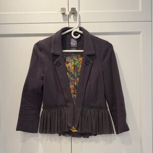 Free People Gray Jacket with Pleated Hem